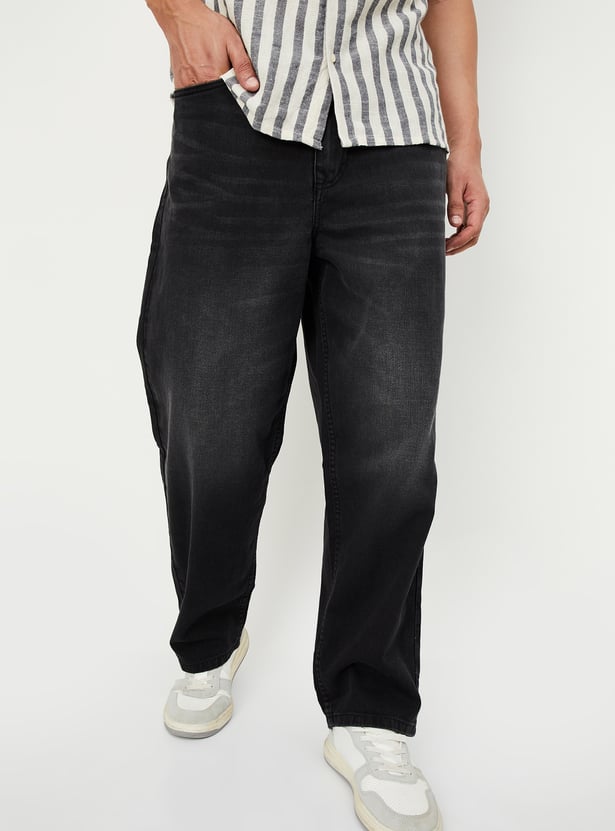 Men Loose Fit Washed Jeans