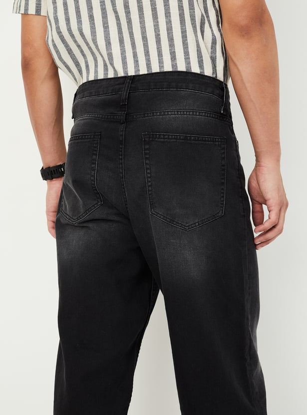 Men Loose Fit Washed Jeans