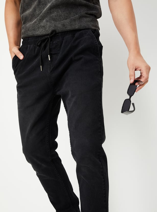 Men Carrot Fit Denim Joggers