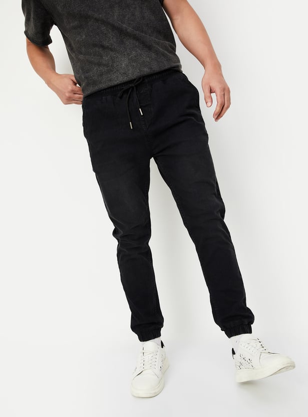 Men Carrot Fit Denim Joggers