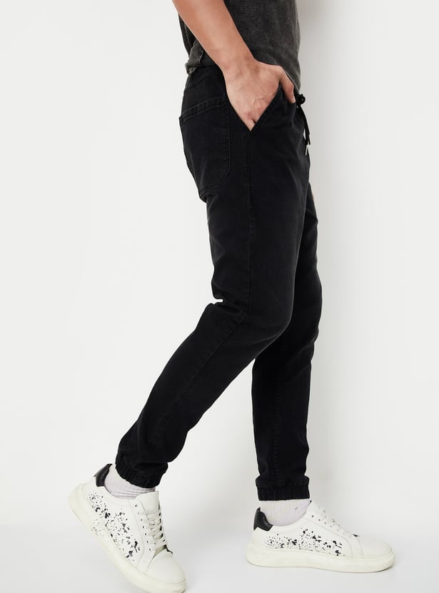 Men Carrot Fit Denim Joggers