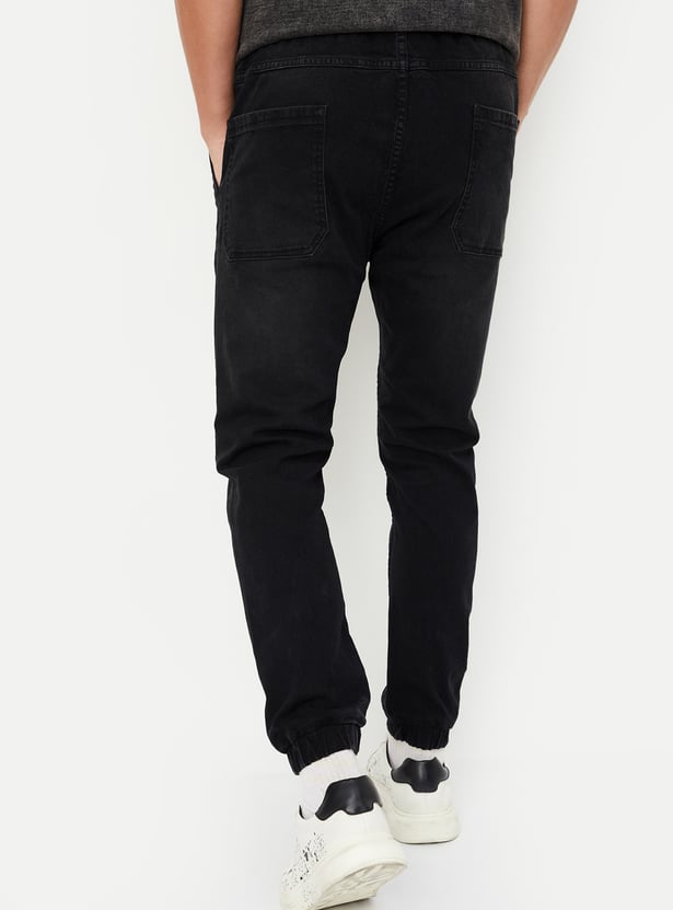 Men Carrot Fit Denim Joggers