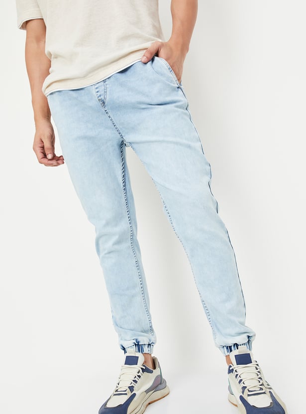 Men Carrot Fit Denim Joggers