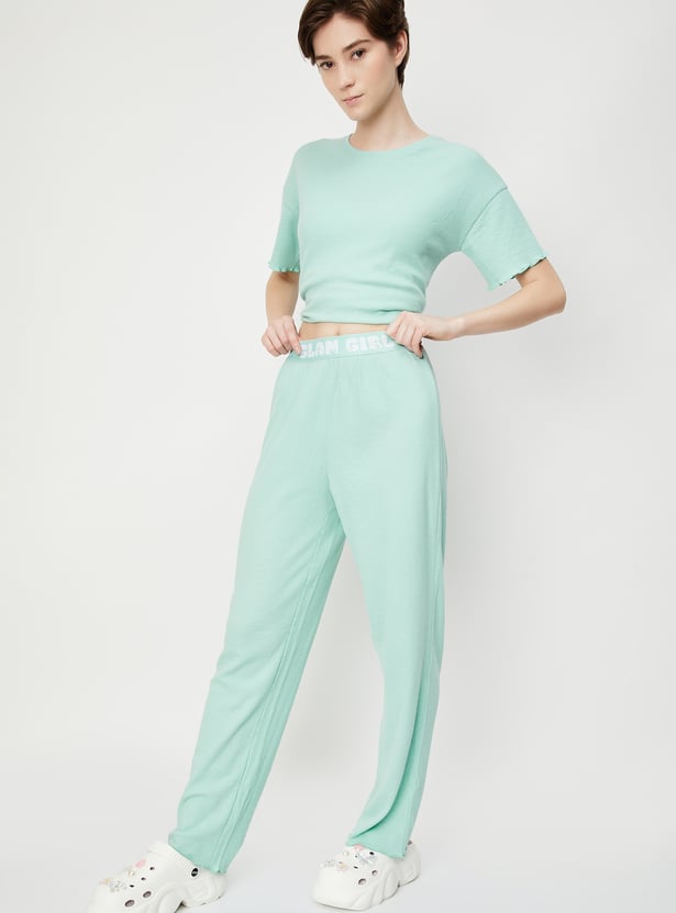 Women Waffle Knit PJ Set