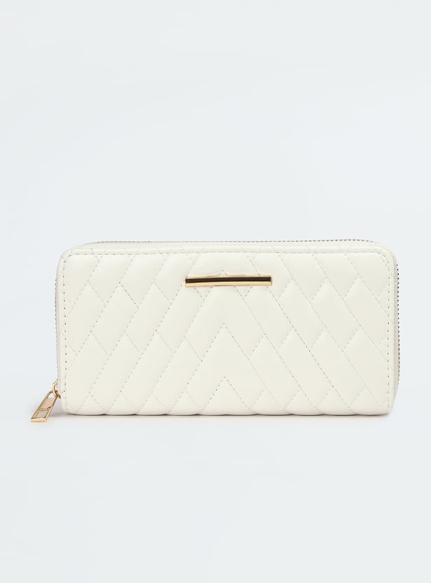 Women Quilted Zip Around Wallet
