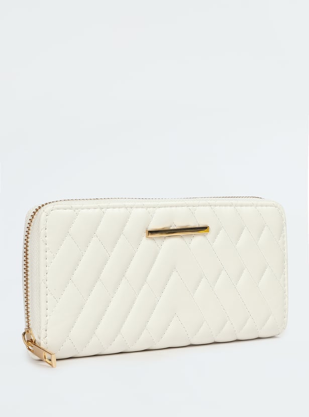 Women Quilted Zip Around Wallet