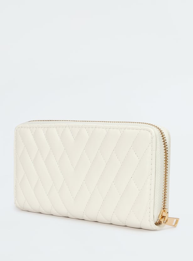 Women Quilted Zip Around Wallet