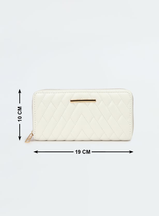 Women Quilted Zip Around Wallet