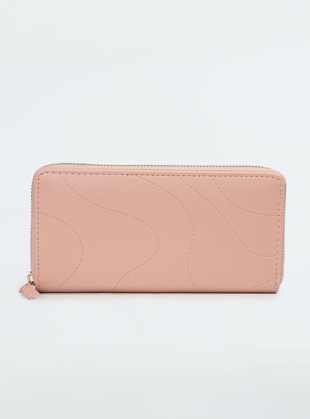 Women Debossed Zip Around Wallet