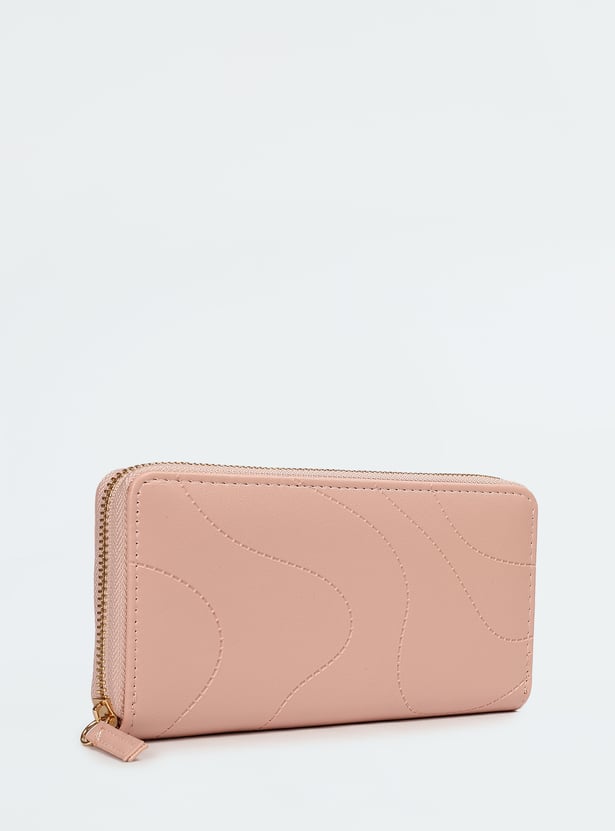 Women Debossed Zip Around Wallet