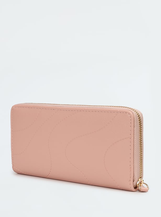 Women Debossed Zip Around Wallet