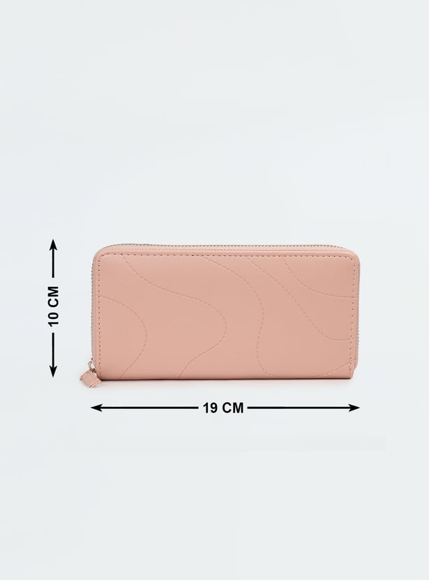 Women Debossed Zip Around Wallet