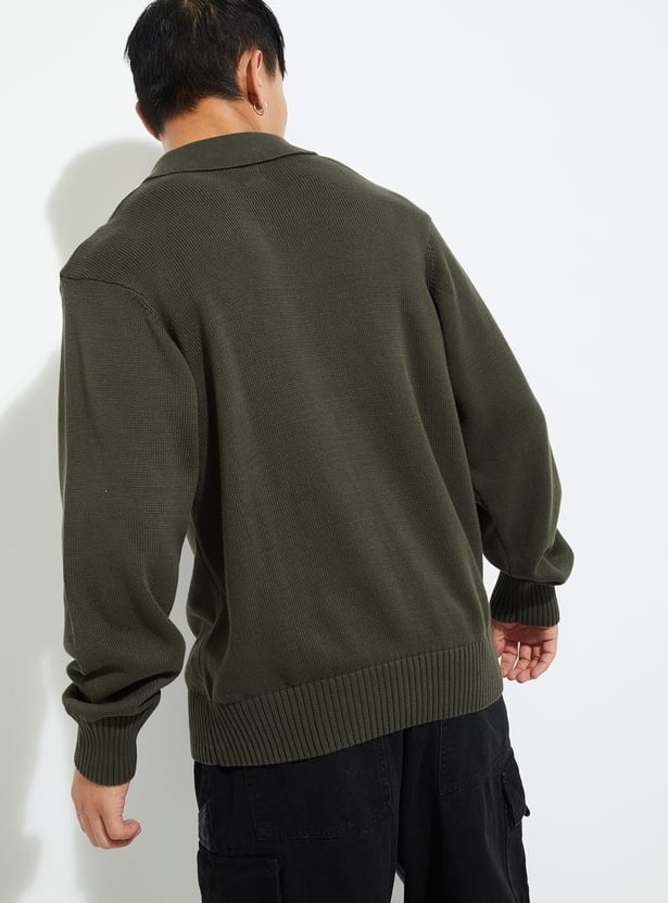 URB_N Men Solid Polo Collar Sweater