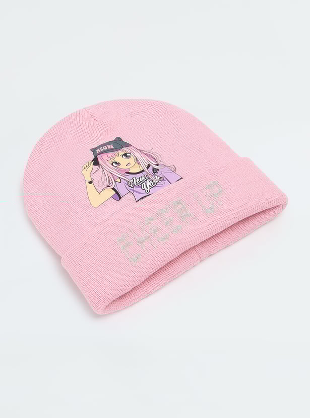 Girls Printed Beanie