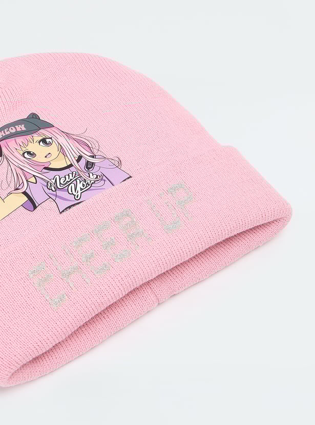Girls Printed Beanie