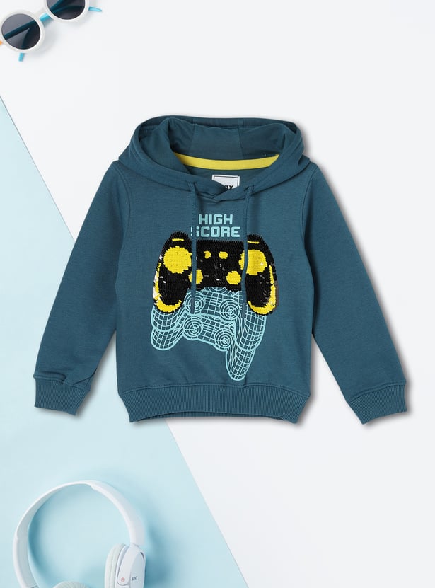 Boys Sequinned Hooded Sweatshirt