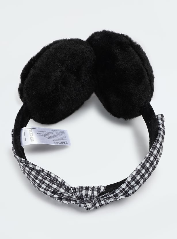 Women Checked Bow-Detailed Earmuffs