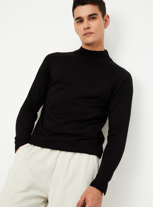 Men Solid High Neck Sweater