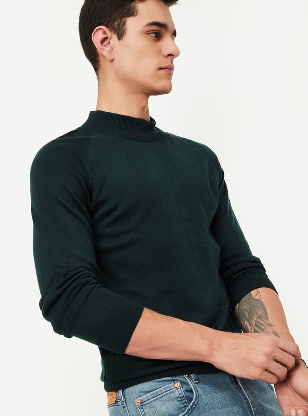 Men Solid High Neck Sweater