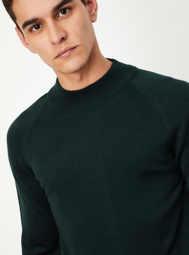 Men Solid High Neck Sweater