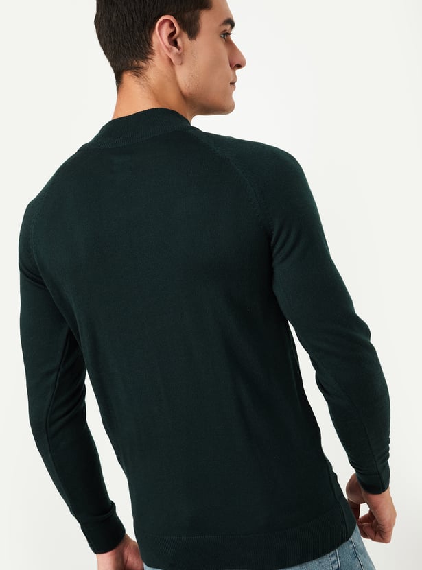 Men Solid High Neck Sweater