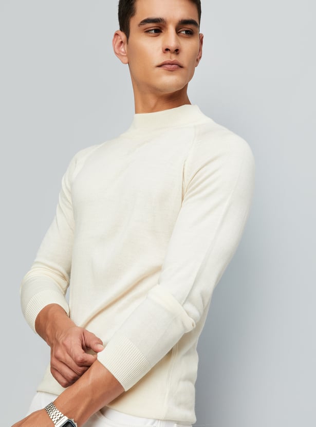 Men Solid High Neck Sweater