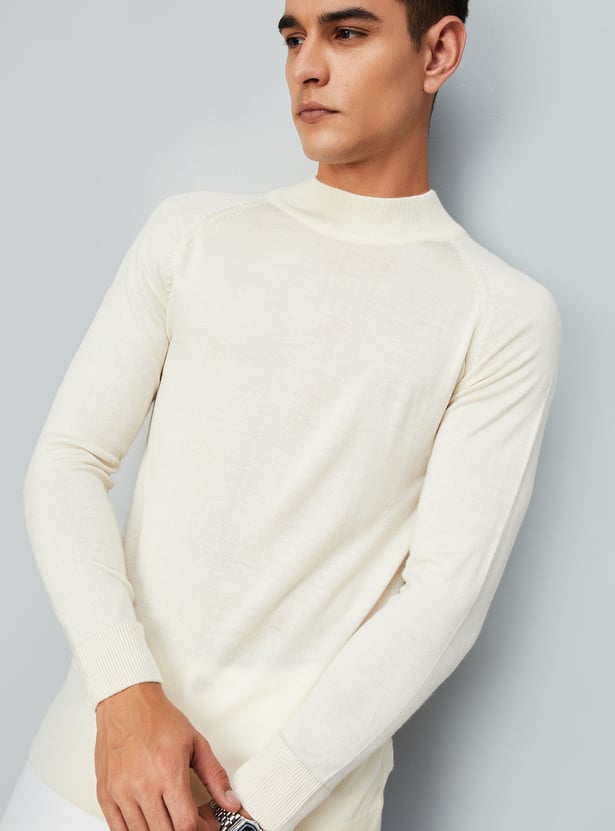 Men Solid High Neck Sweater