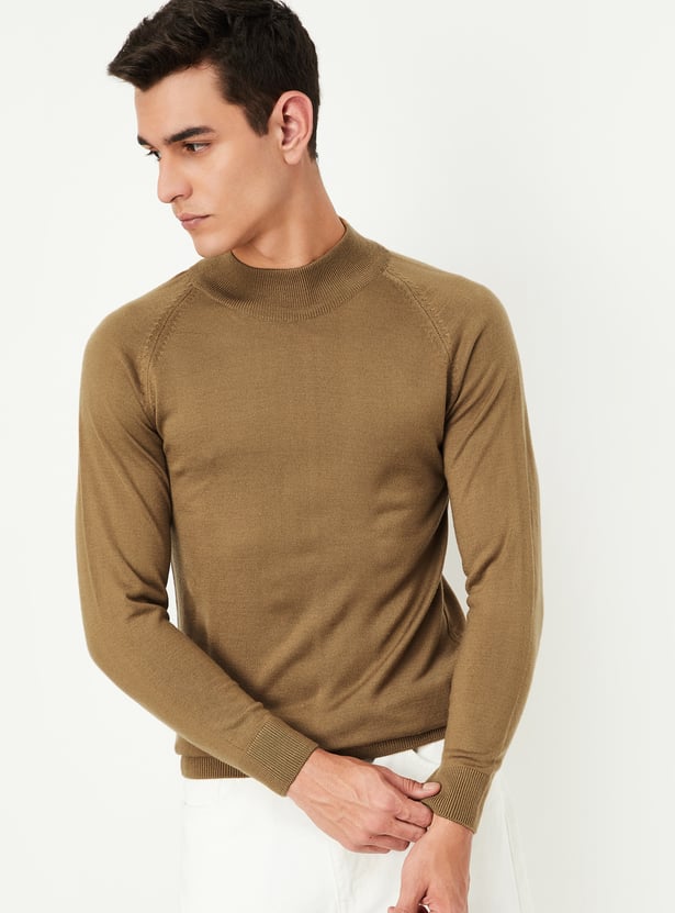 Men Solid High Neck Sweater