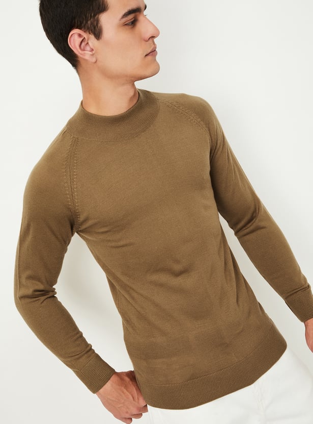 Men Solid High Neck Sweater