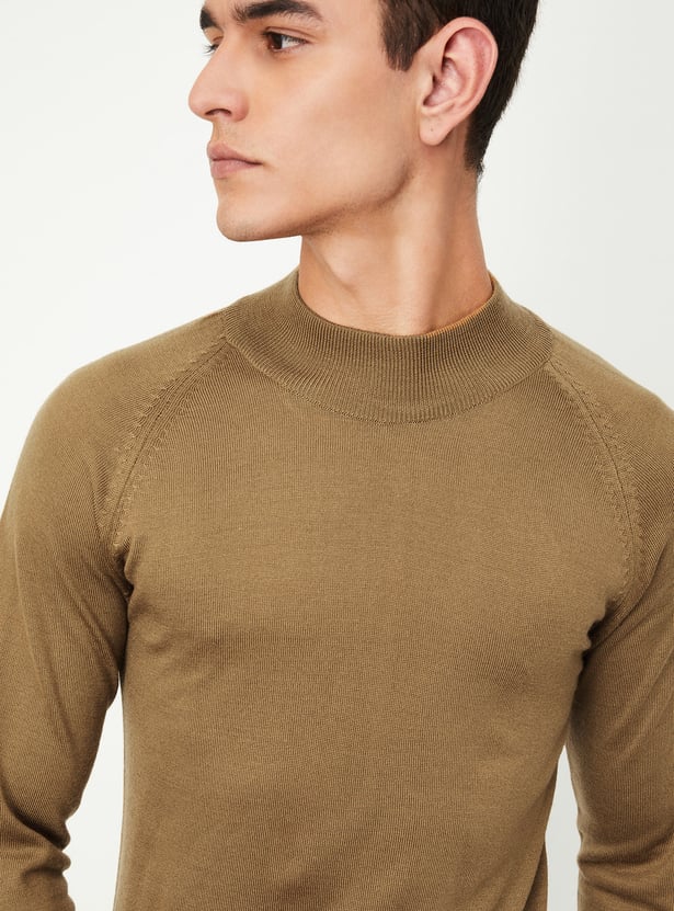 Men Solid High Neck Sweater