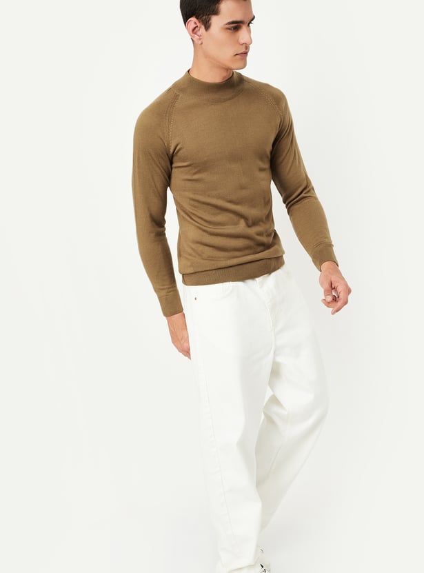 Men Solid High Neck Sweater