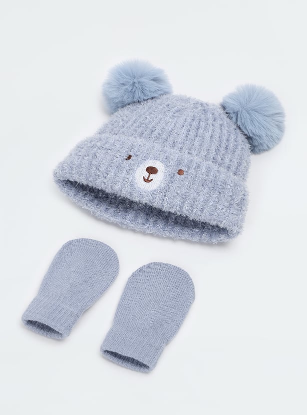 Boys Knitted Beanie & Mitten Set