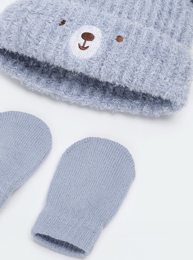 Boys Knitted Beanie & Mitten Set