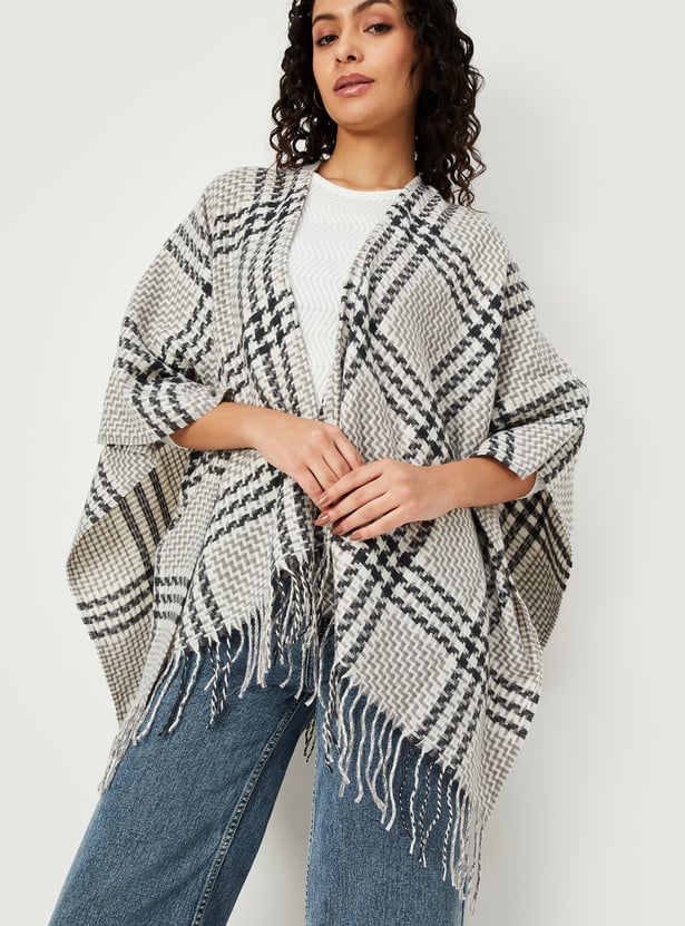 Women Checked Poncho