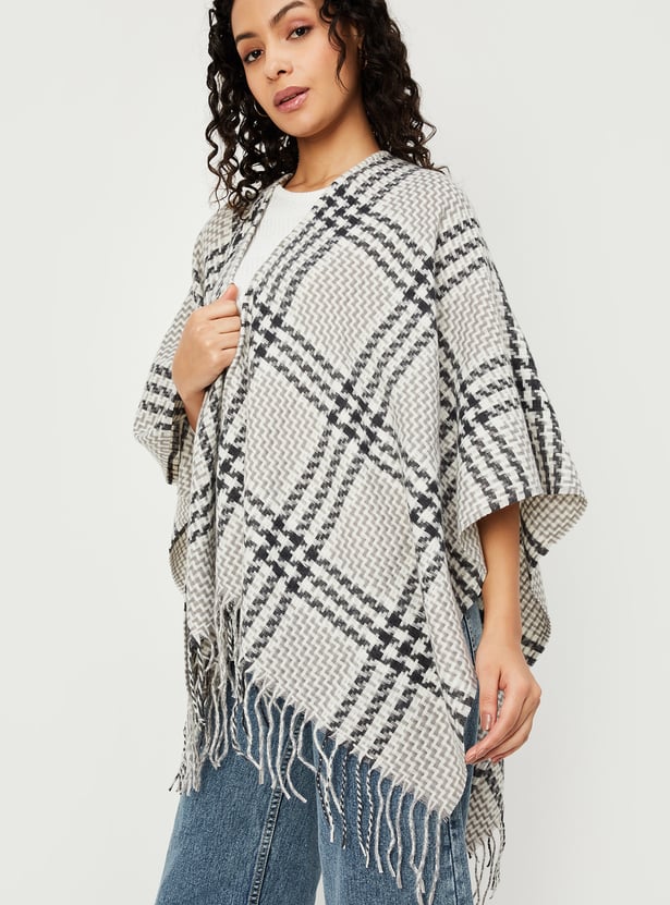 Women Checked Poncho