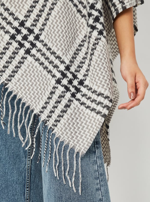 Women Checked Poncho