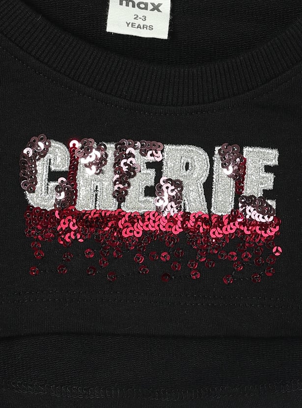 Girls Sequinned Crop Top with Camisole