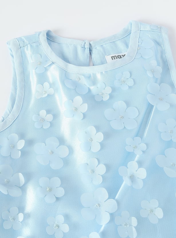 Girls Floral Applique A-Line Dress