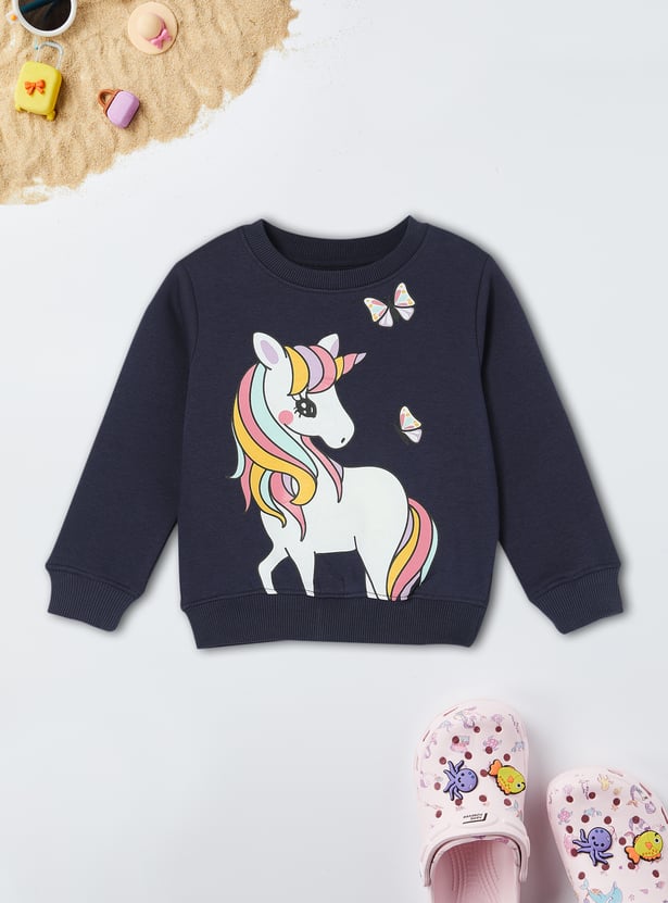 Girls Unicorn Printed Sweatshirt