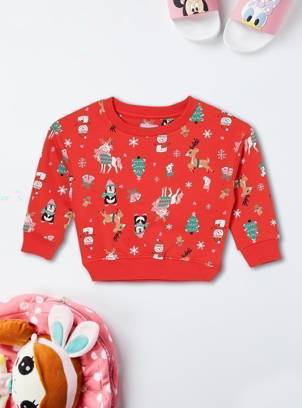 Girls Christmas Printed Sweatshirt