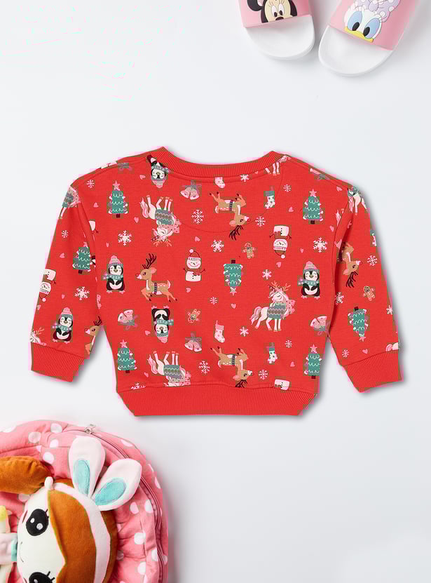 Girls Christmas Printed Sweatshirt