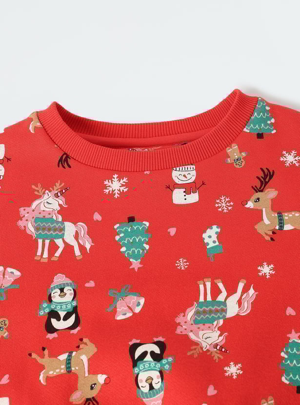 Girls Christmas Printed Sweatshirt