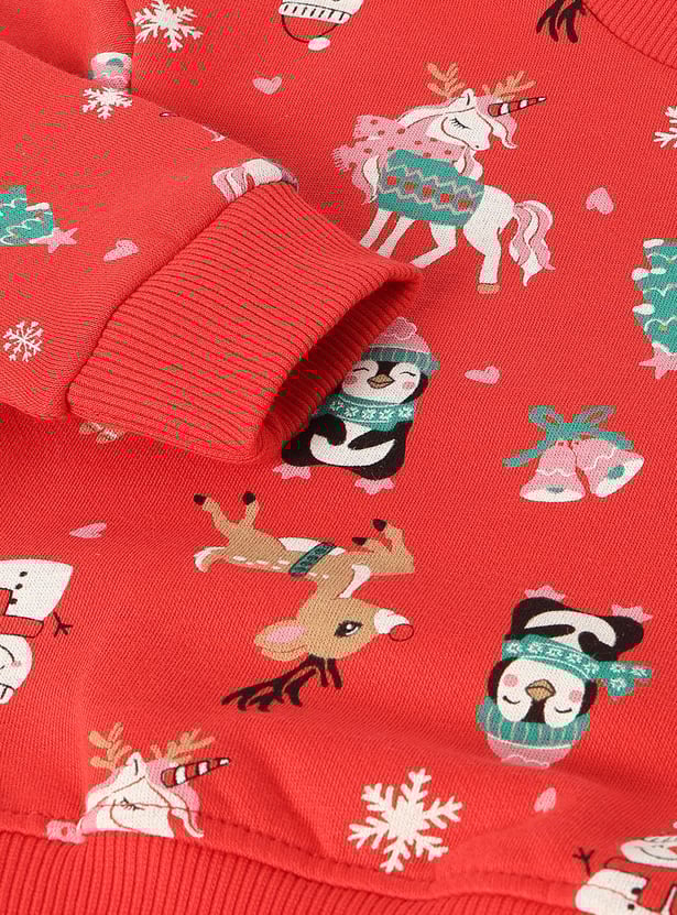 Girls Christmas Printed Sweatshirt