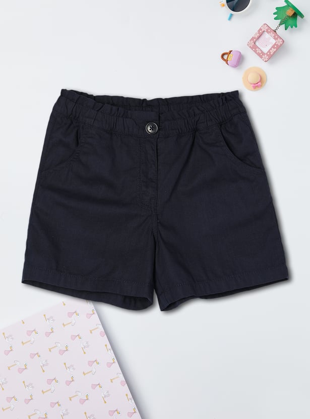 Girls Solid Casual Shorts