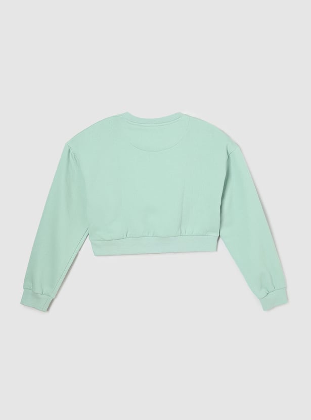 Girls Solid Cropped Sweatshirt