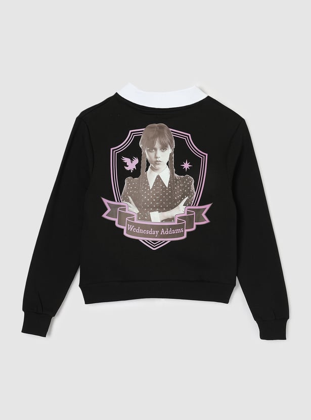 Girls Wednesday Printed Polo Sweatshirt