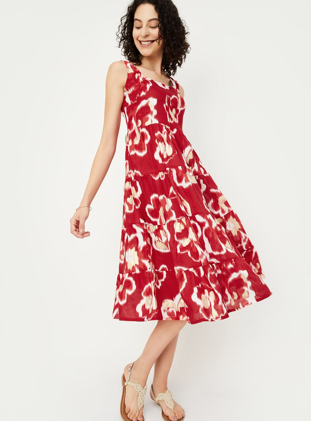 Women Printed Tiered A-line Dress