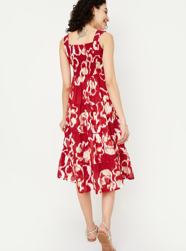 Women Printed Tiered A-line Dress