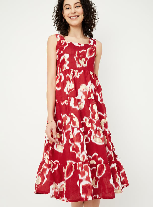 Women Printed Tiered A-line Dress