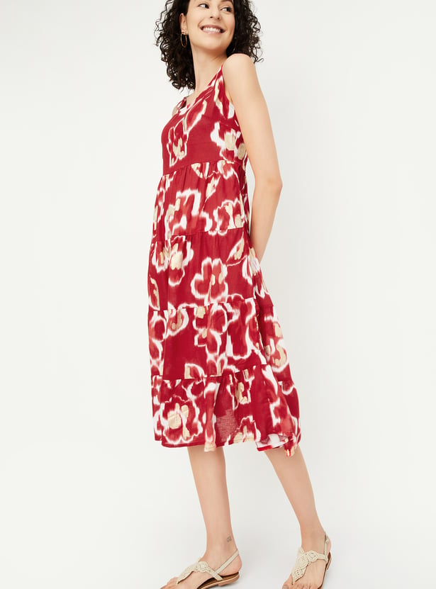 Women Printed Tiered A-line Dress